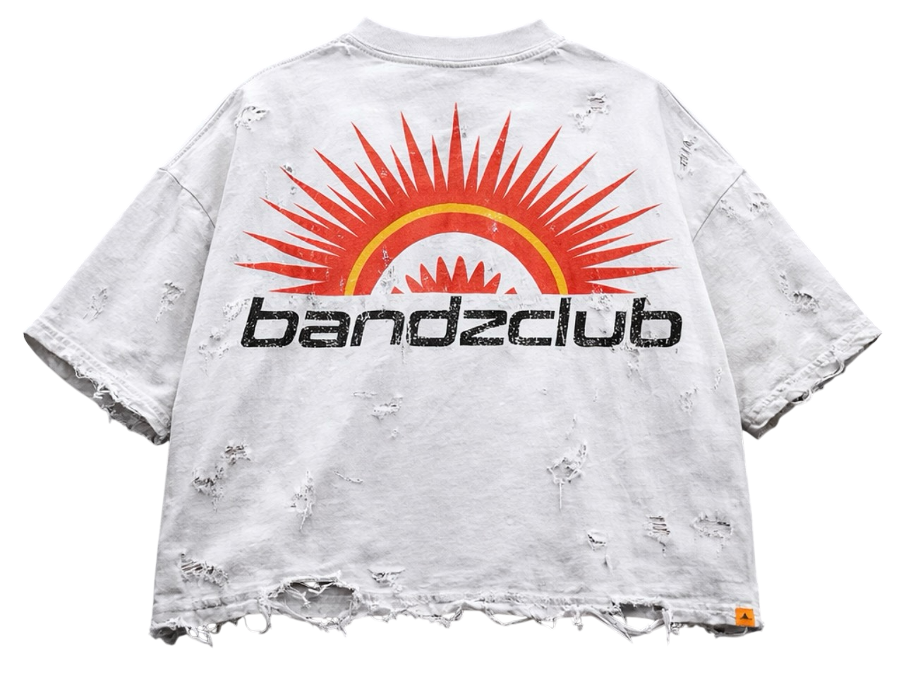 Bandzclub “Sunrise Motion” Distressed Boxy Tee – Vintage White
