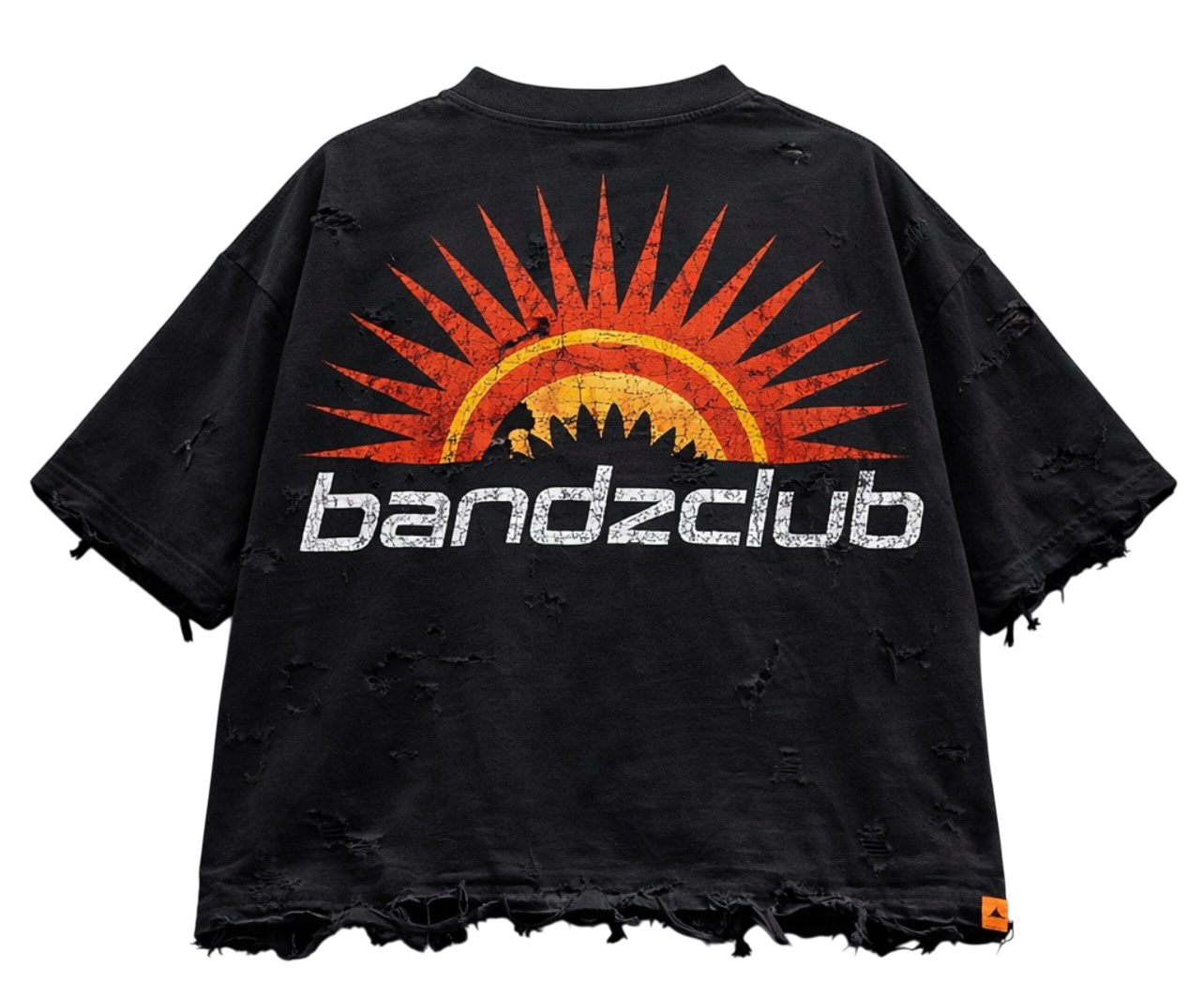 Bandzclub “Sunrise Motion” Distressed Boxy Tee – Vintage Black